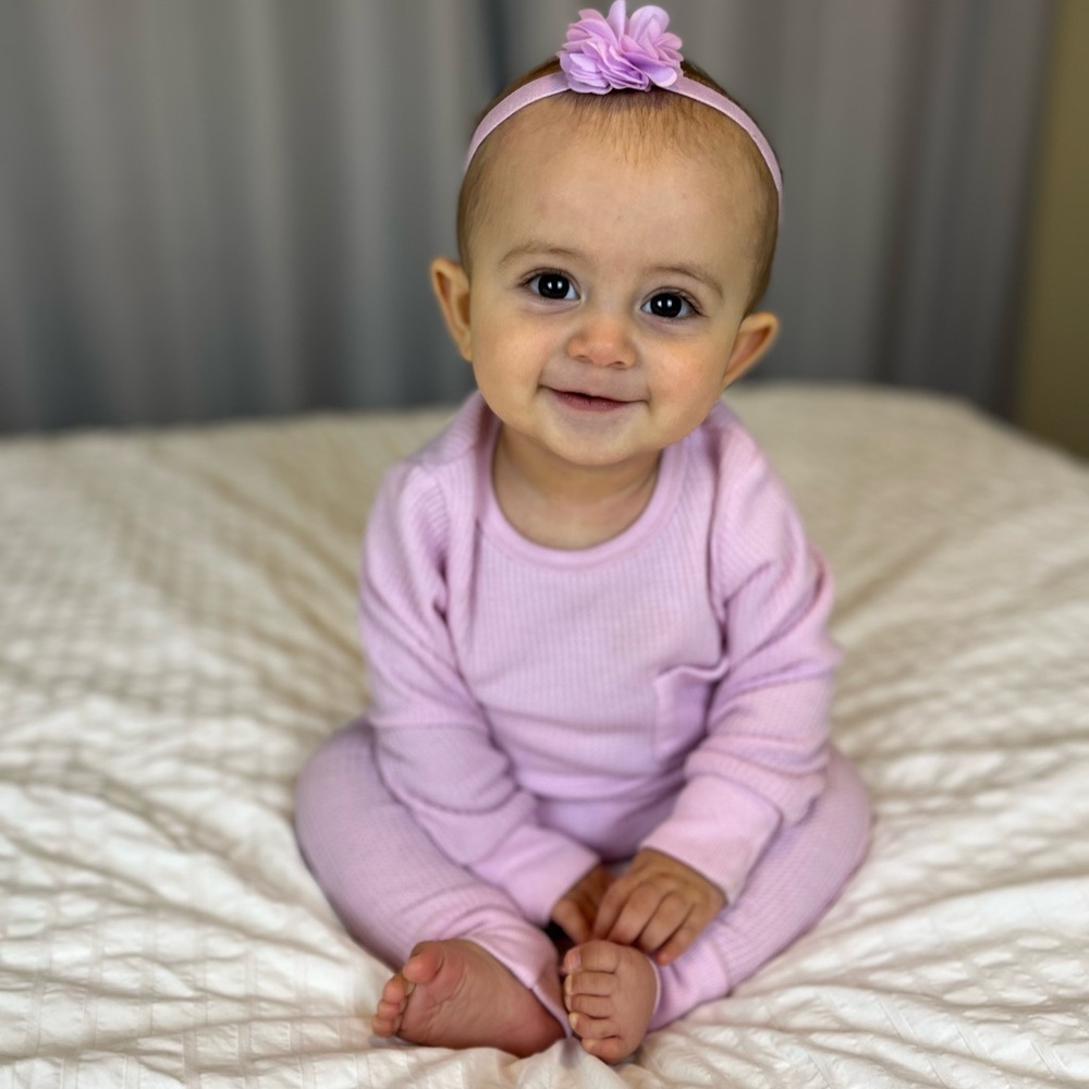 Bums & Roses Pink Bamboo Waffle Knit Jogger Set 9-12 months